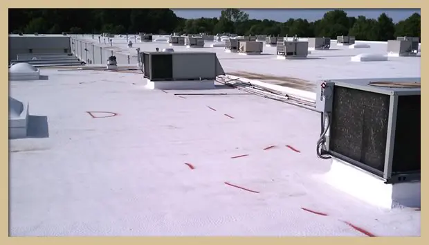 Flat white commercial building roof