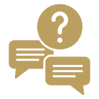 Question mark with speech bubbles