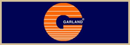 Circular orange and blue Garland emblem